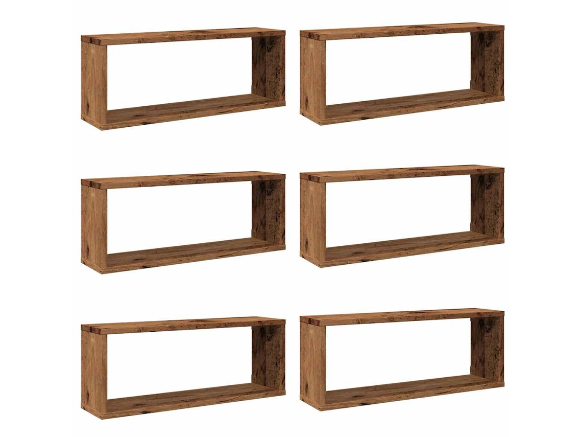 Wall Cube Shelf, Wall Cube Shelves Vidaxl Marrom Madeira Processada (60 X 15 X 23 Cm)