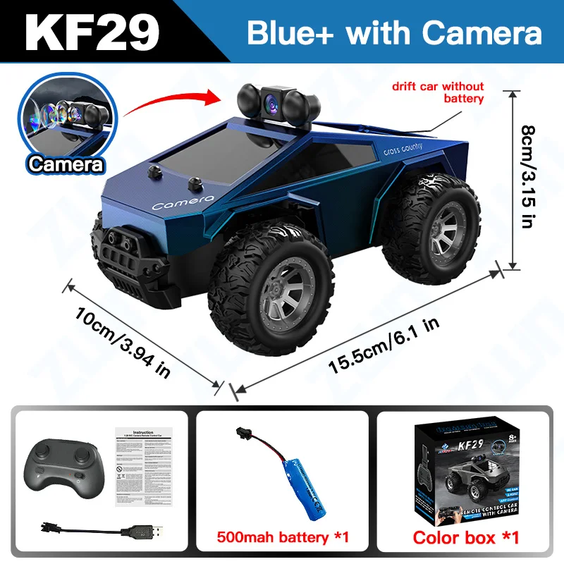(azul, Com Câmera) Carrinho De Brinquedo Com Controle Remoto, Luzes De Led Controláveis, 2.4g, Presente Para Crianças.