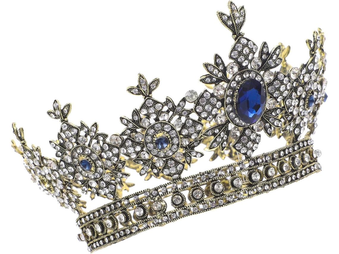 Coroa de casamento em estilo retrô com liga metálica azul e pente para cabelo, decoração.