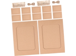 Conjunto 20 Molduras Papel Kraft Fotos Mesmo Clipes Madeira Cordão Feitas Resistente Criativas Decoração GOKOCO
