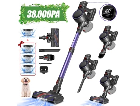 Aspirador Vertical 38000 Pa, Tela Touchscreen Led, Escova Anti Emaranhamento, Autonomia 50min, 1.6l, Garantia 2 Anos Daccormax