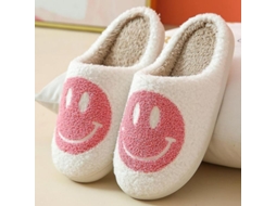 2026 pantuflas de Algodão Peludo com Rosto Sorridente para Mulheres, Solas Grossas e Antiderrapantes, Design Fofo para Casa Uyt 43 44 Rosa