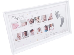 Porta retratos de Mão e Pé "oh Baby" Lembrança do Primeiro Ano do Bebê Porta retratos Infantil de Madeira CHABERLU