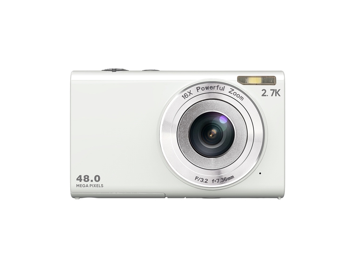 Câmera Digital Uhd 2.7k de 48 Mp com Foco Automático, Zoom Digital de 16x, Câmera de Vlog para Iniciantes Adultos, Tela JYTGALX (branca)