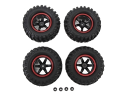Ymsl 4 Peças De Pneus De Borracha 1.9in Com Aro De Roda Vermelho 6 Buracos Resistente A Impactos Peça De Carro Rc Para Axial 1/10 Crawler Hxl