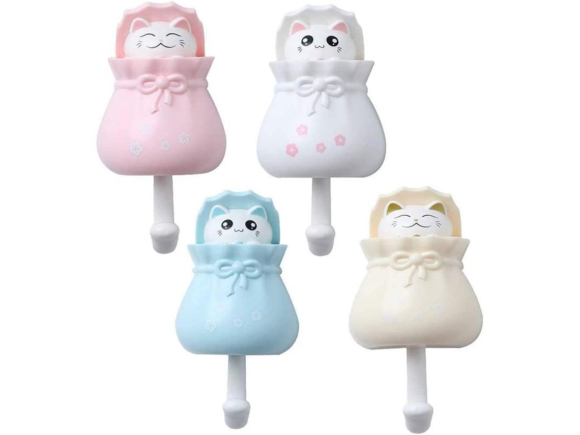 Nova Line gancho de Parede Decorativo Gato Fofo, Gancho para Chaves, Chapéus, Toalhas e Bolsas