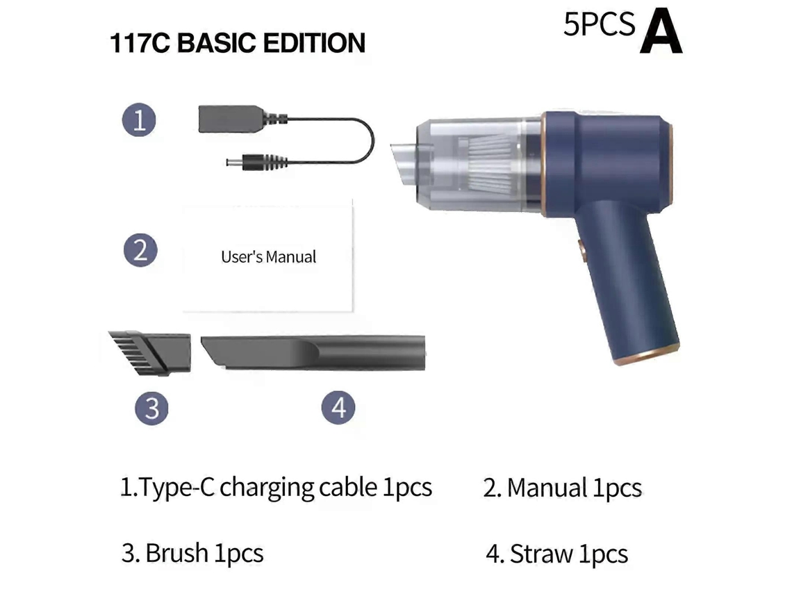 Aspirador De Pó Automotivo 80000pa Com Carregamento Sem Fio, 2 Em 1, Soprador De Ar Portátil De Alta Potência, Para Escritório Do Slowmoose