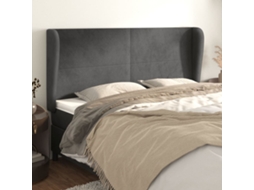 Cabeceira Cama C/ Abas Veludo 163x23x118/128 Cm Cinzento-escuro
