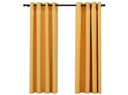 Maison Exclusive - Cortinas Opacas Aspeto Linho C/ Ilhós 2 Pcs 140x175 Cm Amarelo