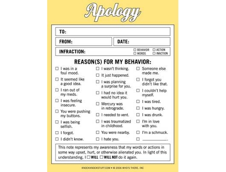 Livro knock knock apology nifty note de created by knock knock (inglês)