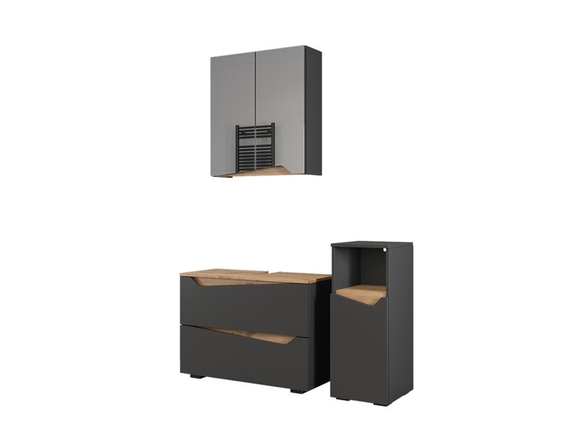 Móveis De Banho Marelle, 3 Peças Com Armário Midi, Antracite/artisan, Vicco