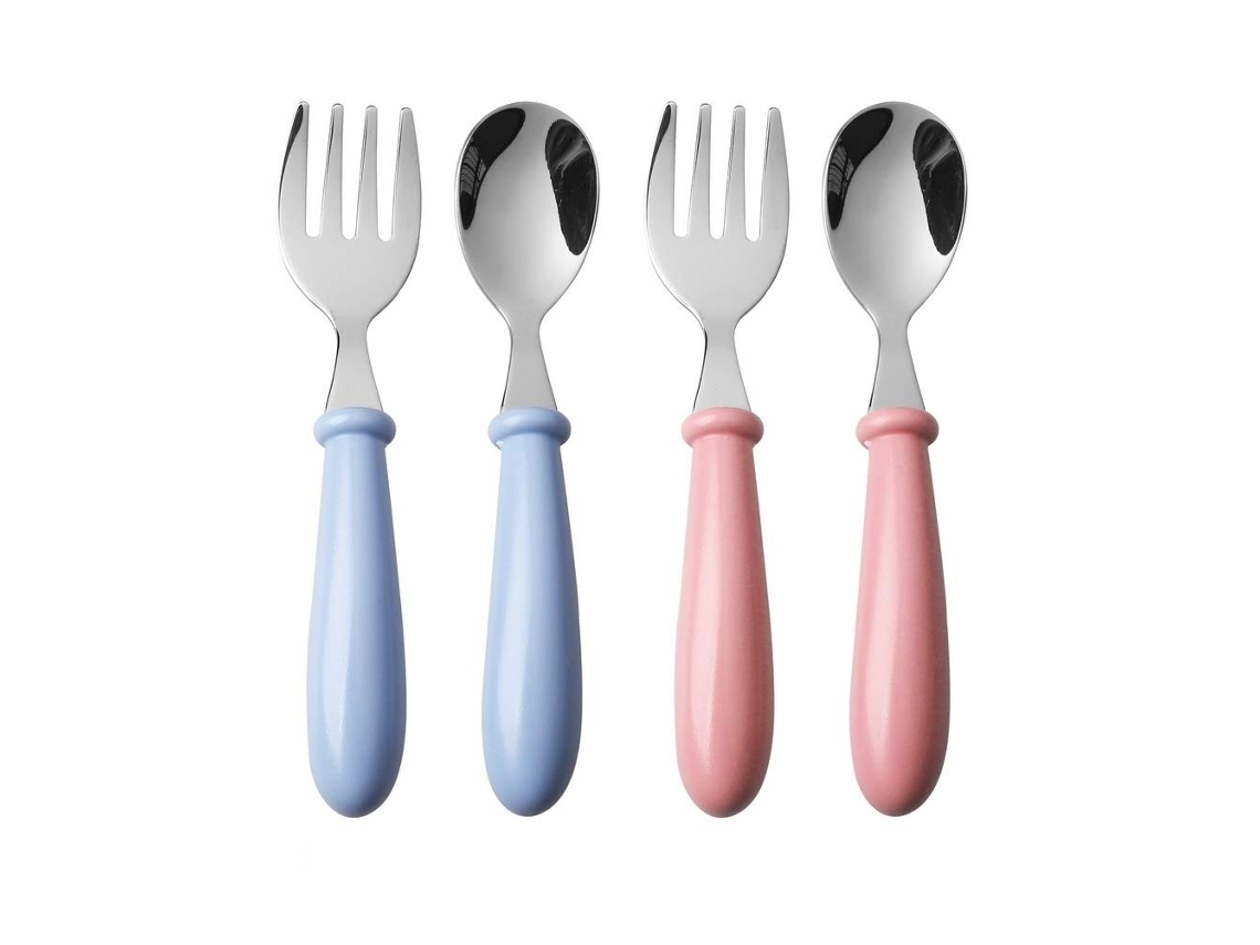 2 Conjuntos De Utensílios Para Bebês Garfo E Colher De Aço Inoxidável Para Bebês Conjunto*