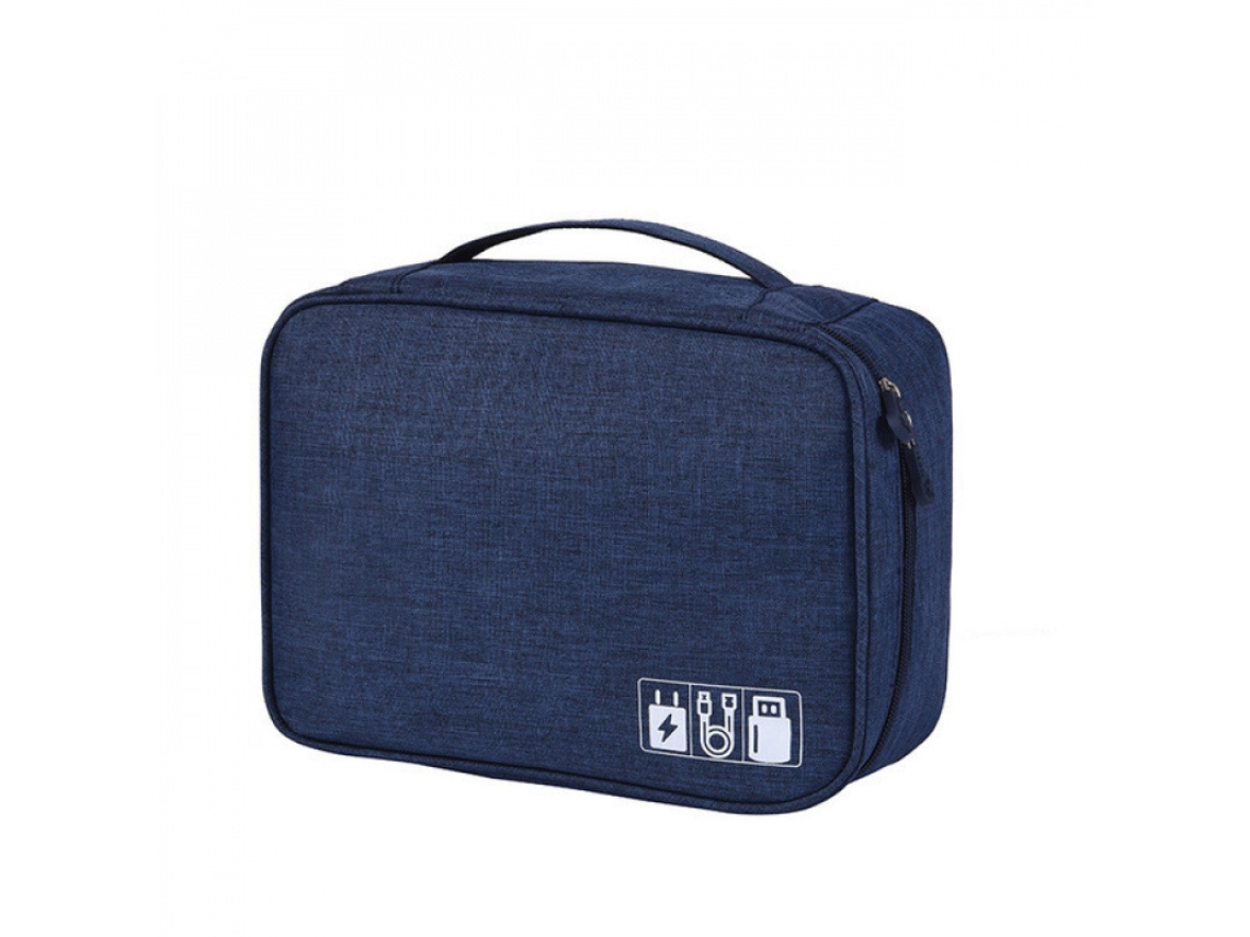 Bolsa Portátil Para Armazenamento De Produtos Eletrônicos, Grande Capacidade, Compartimentos Ajustáveis, À Prova Dágua ,chrui (azul Marinho)