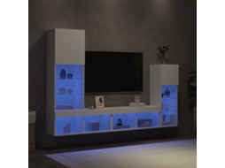 Vidaxl 4pcs Móveis De Parede P/ Tv C/ Leds Derivados De Madeira Branco