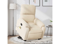 Vidaxl Poltrona De Massagens Reclinável Elevatória Microfibra Bege