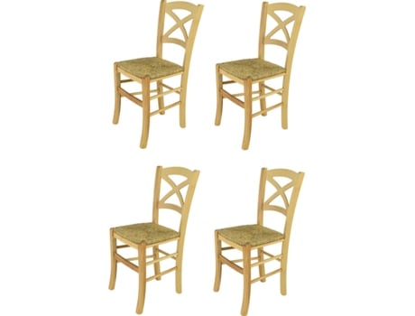 Conjunto de 4 Cadeiras T M C S Cross 330NAT (Castanho Claro - 88x43x46 cm - Madeira)