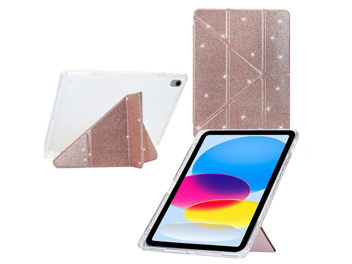 Capa inteligente de couro acrílico transparente Webake para tablet com glitter e dobra em Y