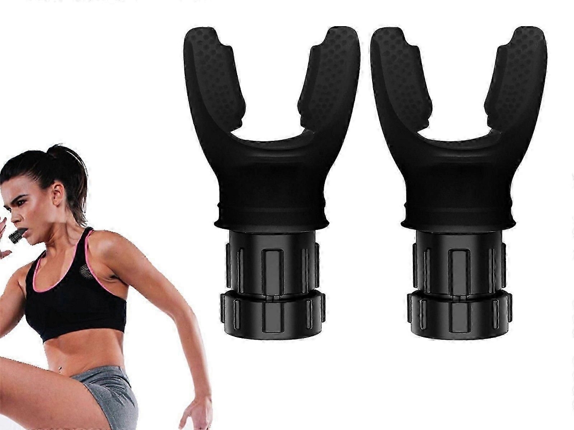 2 Unidades de Treinador Respiratório Portátil, Dispositivo para Treinamento Muscular Fitness GOKOCO ( Preto)