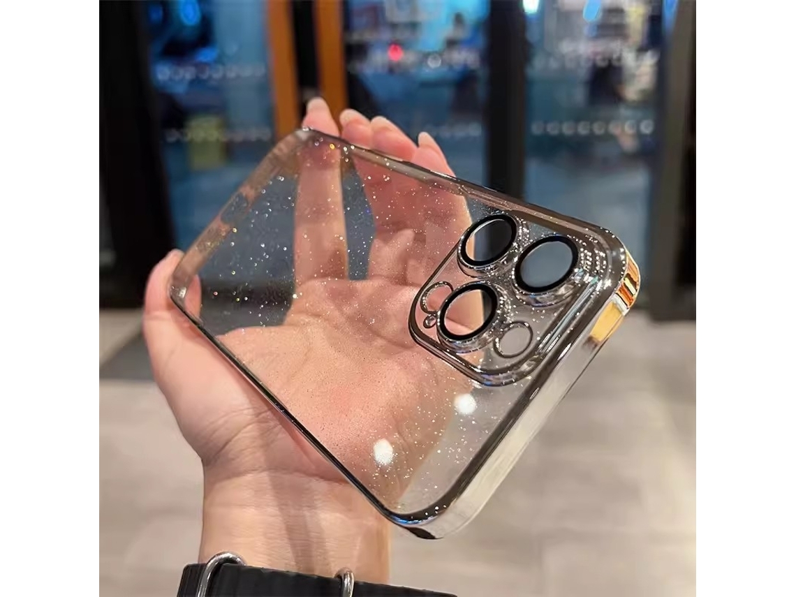 Capa Ultrafina Com Glitter Eletrodepositado Prateado Para Iphone 17, Proteção Total E Resistente A Quedas.