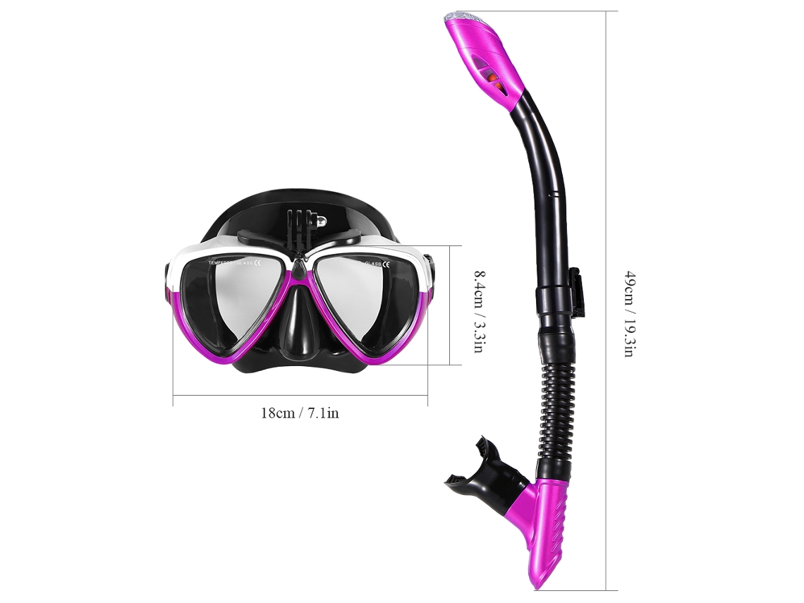 Máscara de Snorkel Antiembaçante Tubo Seco Temperado MARCA