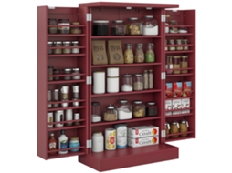 Armário de Cozinha Despensa de 2 Portas com 5 Prateleiras e 12 Prateleiras de Temperos 60 X 30 X 104 Cm Vermelho Ge
