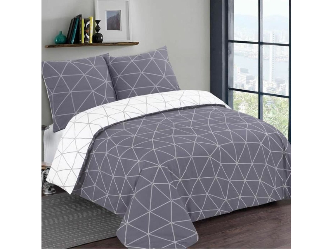 Conjunto de capa de edredom VISION Dream (Cinzento - Geométrico)