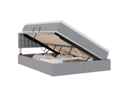 Cama com Arrumação e Colchão Cinzento Claro MAISON EXCLUSIVE (140x200 cm)
