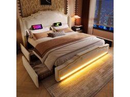 Cama BTFORUS 160x200 cm de Tecido com Design Juvenil, Colchão Não Incluído