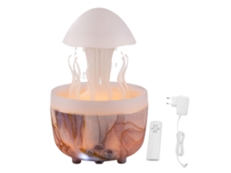 Umidificador Gotas de Chuva 300ml Difusor Óleo Essencial Controle Remoto Luz 7 Cores Timer Cogumelo