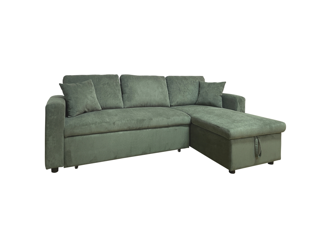Sofá Cama Esquinero De 3 Plazas Clark De Pana Verde Happy Garden