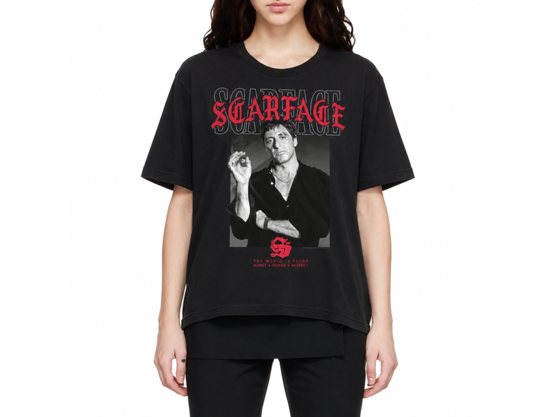 Rockinstone Scarface Movie Text Layering 2 Black Adult T-shirt Size:l