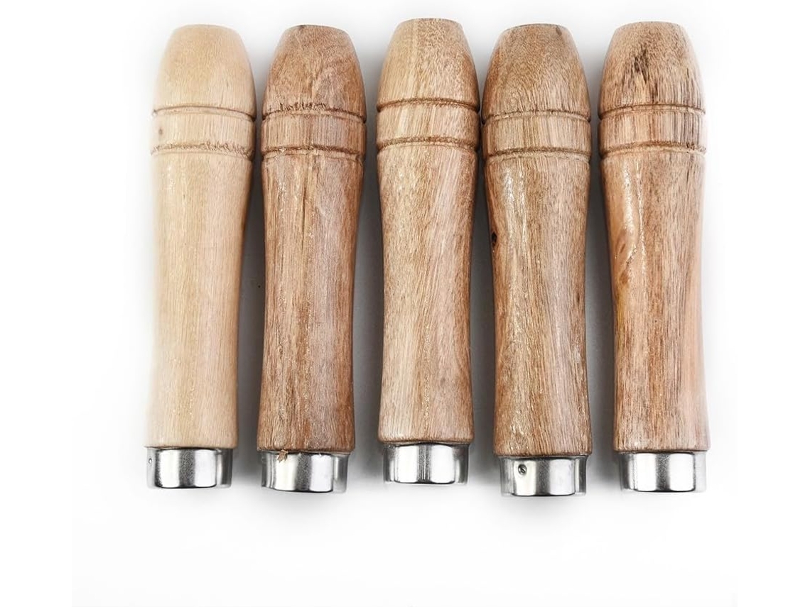 Conjunto De 5 Peças Com Cabo Madeira E Colar Metal Para Segurar