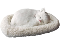 Gato de pelúcia interativo e realista que dorme e respira, com tapete.