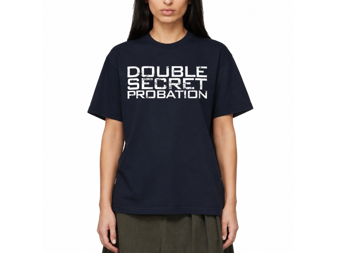 Rockinstone Animal House Movie Double Secret Probation Navy Adult Shirt Size:l