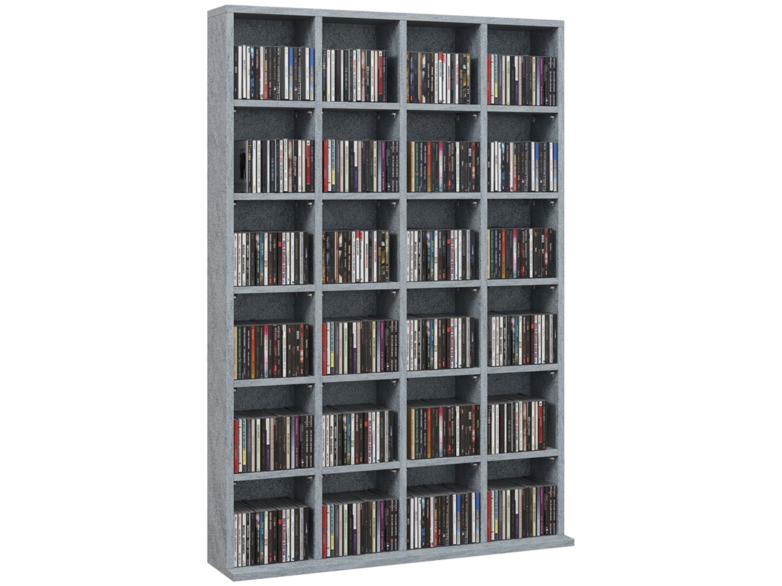 Unidade Mídia 456cd e 336dvd Estante Madeira com Prateleiras Ajustável Medidas: 89x130,5cm Cor: Cinza