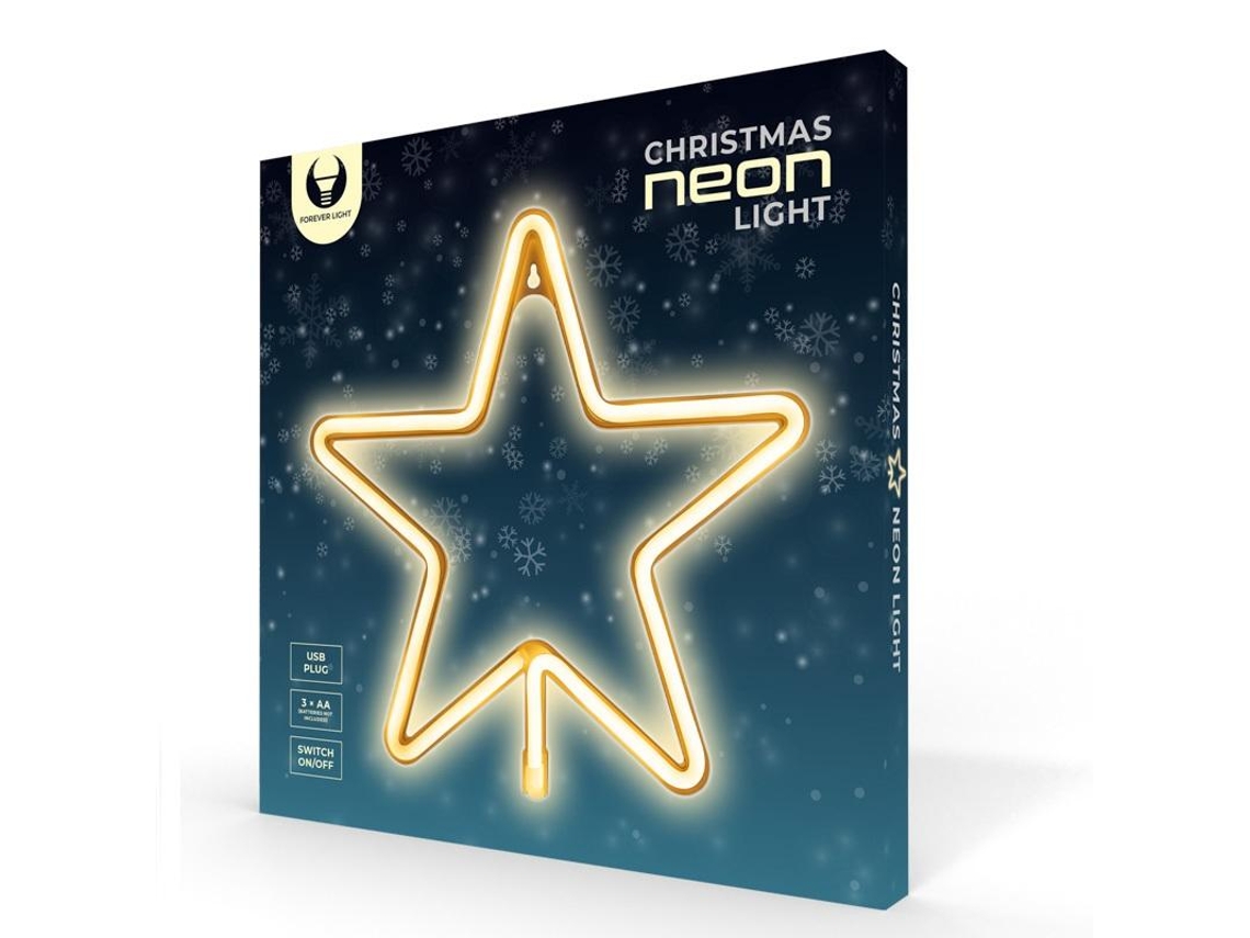 Neon Led Christmas Pentastar com Bateria+ Usb, Luz Eterna Multicolorida BRILVIBERA