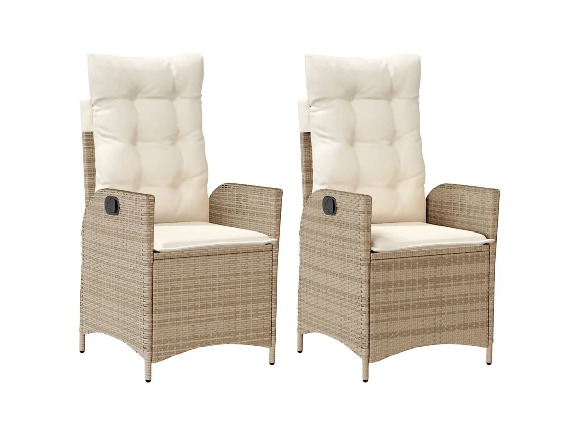 Reclining Garden Chair, Reclining Garden Chairs Vidaxl Bege Rattan / Vime (n/a)