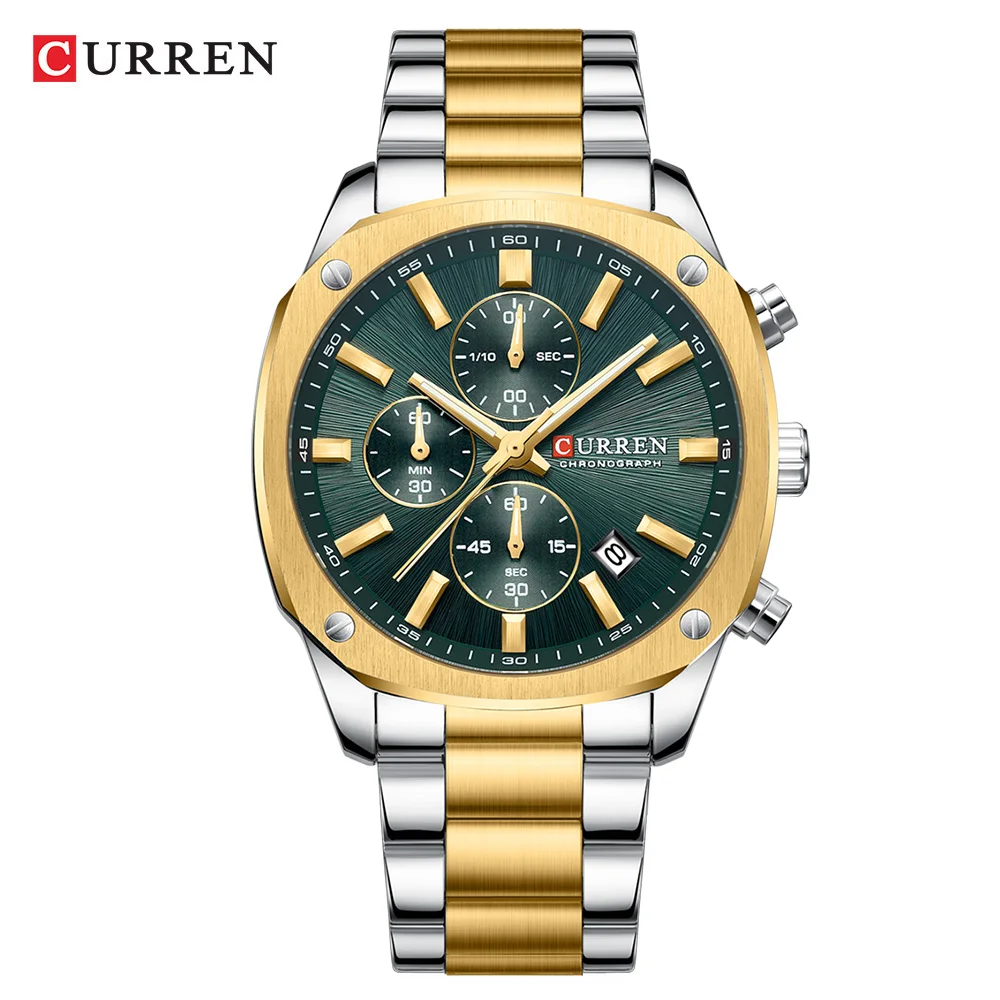 Relógio Cronógrafo Esportivo Masculino com Pulseira de Aço Inoxidável, Mostrador Grande e Ponteiros Luminosos. MDUG