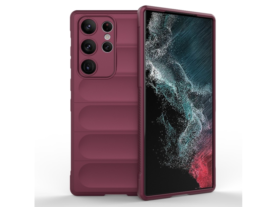 Capa Halinuia Para Samsung Galaxy S23 Ultra 5g Magic Shield Tpu Flanela Vermelho Vinho