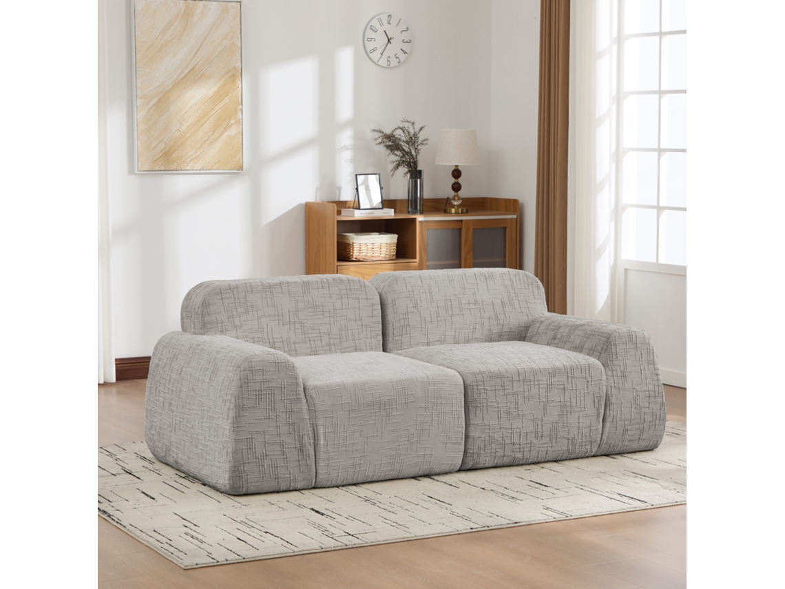 Sofá Modular Comprimido Em Chenille, Espuma De Alta Elasticidade 30d, Fácil De Mover, Base Antiderrapante, Cinzento
