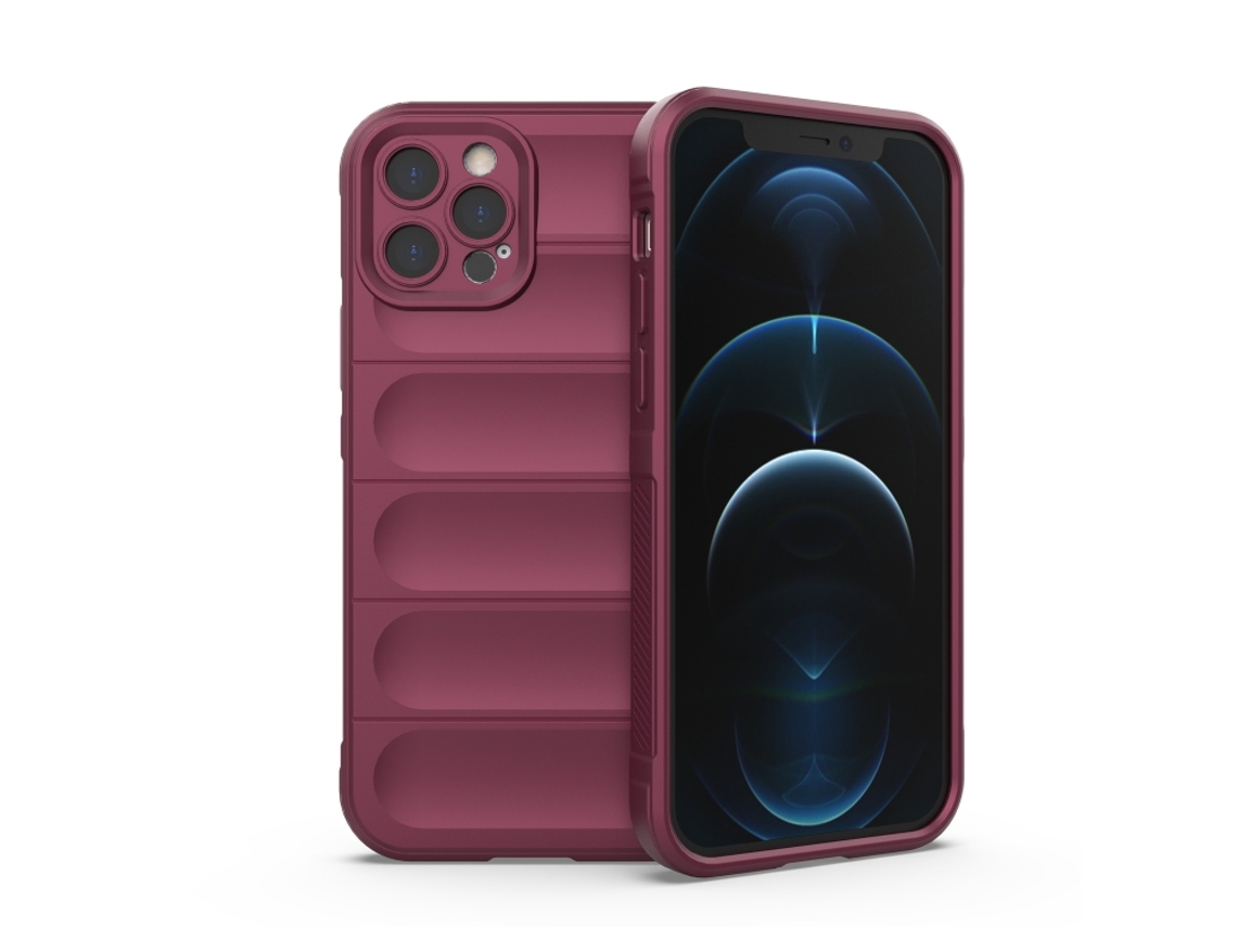 Capa Halinuia Para Iphone 12 Pro Magic Shield Tpu Vermelho Vinho (proteção Integral, Interior Em Flanela)