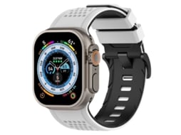 Bracelete para Apple Watch 46/49/45/44mm Silicone Respirável com Design de Verificação Branco e Preto XIAOMOYU
