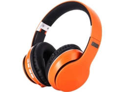 Fone De Ouvido Sem Fio Ibasenice, Dobrável, Na Cor Laranja, Com Entrada Auxiliar E Rádio Fm, Ideal Para Esportes E Jogos