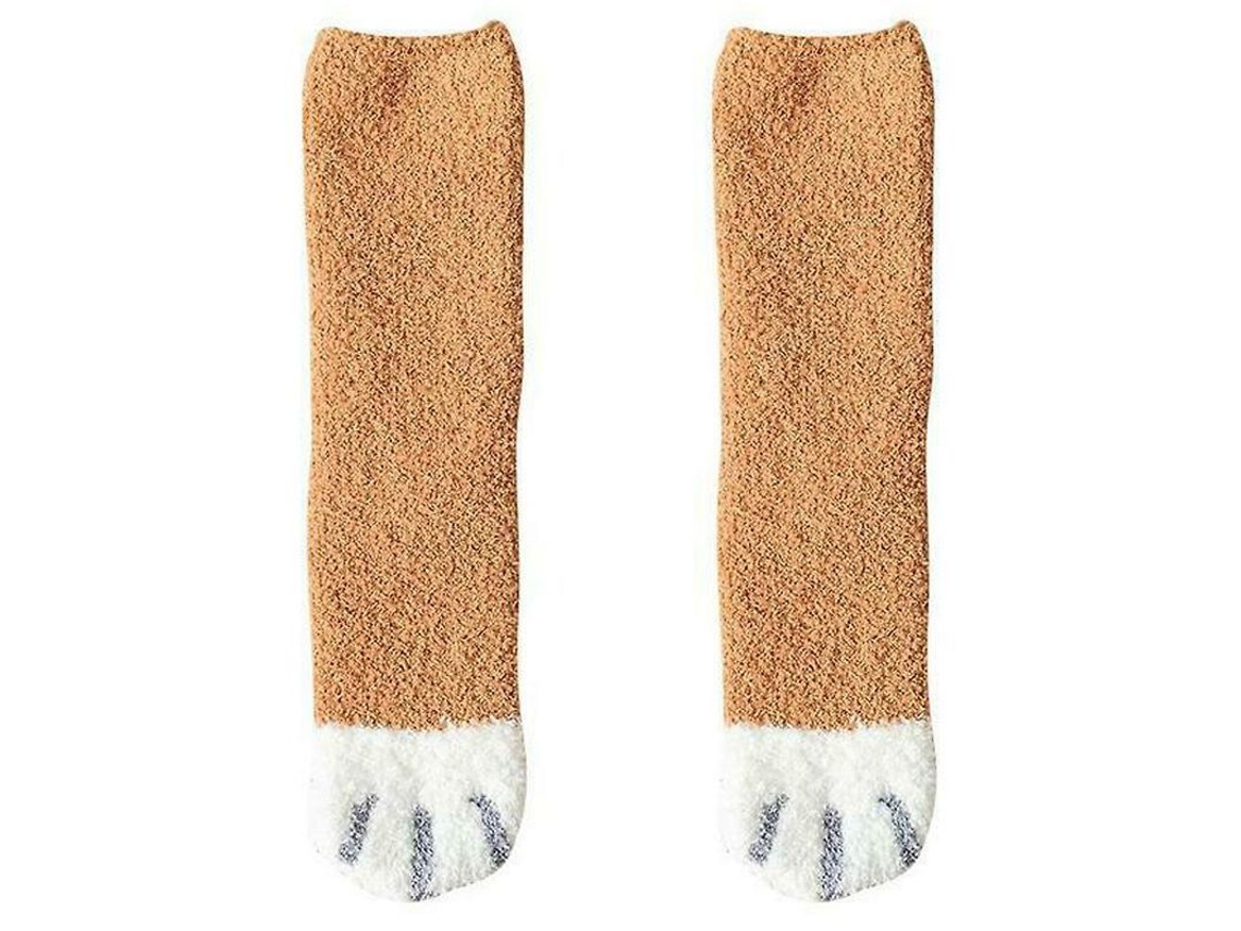 Calcetines De Pata De Gato Animales 3d Algodón Suave Calientitos Para Mujer Talla Única Amarillo