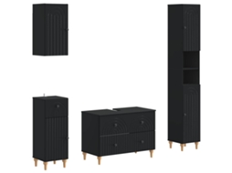 Vidaxl Conjunto De Armários De Banheiro Com 4 Peças Alkmaar Preto