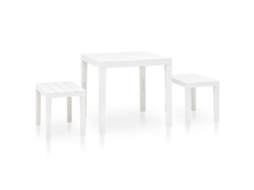 Vidaxl Mesa De Jardim Com 2 Bancos Plástico Branco
