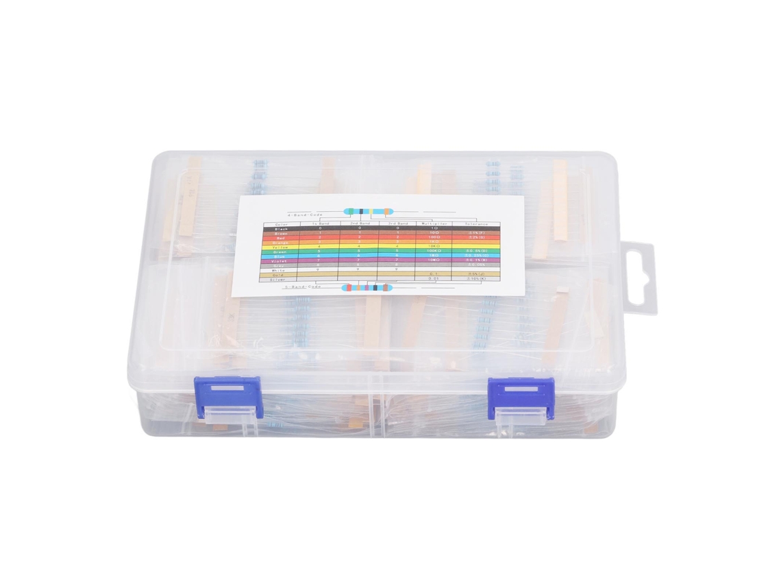 Kit de resistências de filme metálico 1/4W 1Ω a 1MΩ 1450 peças para eletrônica | S/MARCA