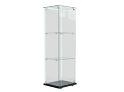 Vitrine De Vidro, Vitrine Independente, Mexus, Vitrine De Vidro Com 1 Porta E Faixa De Luz Led, 3 Níveis, 40x35x123cm
