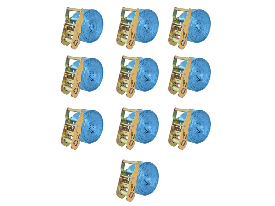Vidaxl Cintas De Fixação C/ Roquete 10 Pcs 2 Toneladas 6mx38mm Azul