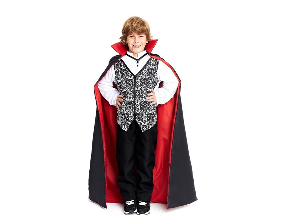 Fato clássico de Drácula com capa bicolor para criança